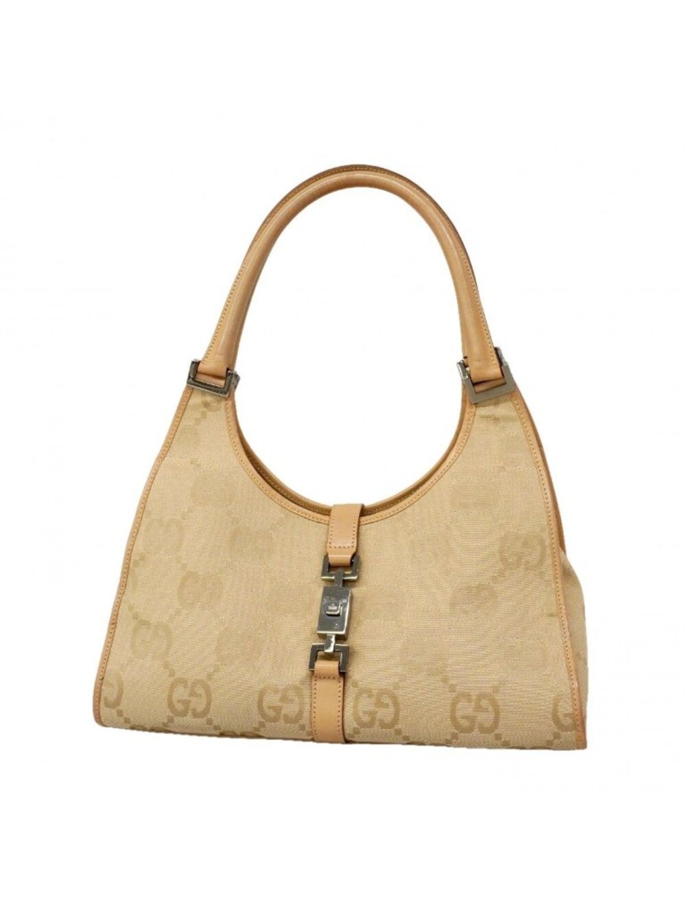 Gucci Handbag Jackie Jumbo GG 002 Canvas Beige Silver